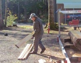 Within minutes of opening his shop door in the morning, Isaacs has his JP set up and is sawing dimensional lumber.
